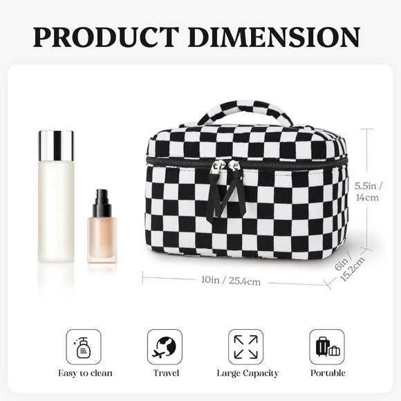 Corduroy Large Travel Quilted Makeup Bag for Women Floral Cotton Cosmetic Bag Co - Picture 3 of 13